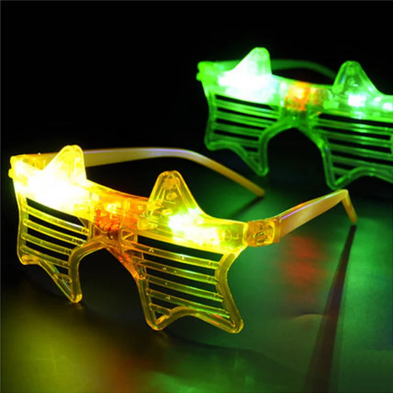 очки с подсветкой зеленые. очки для вечеринки звезды. неоновые очки. очки со светом. неоновые светящиеся очки.