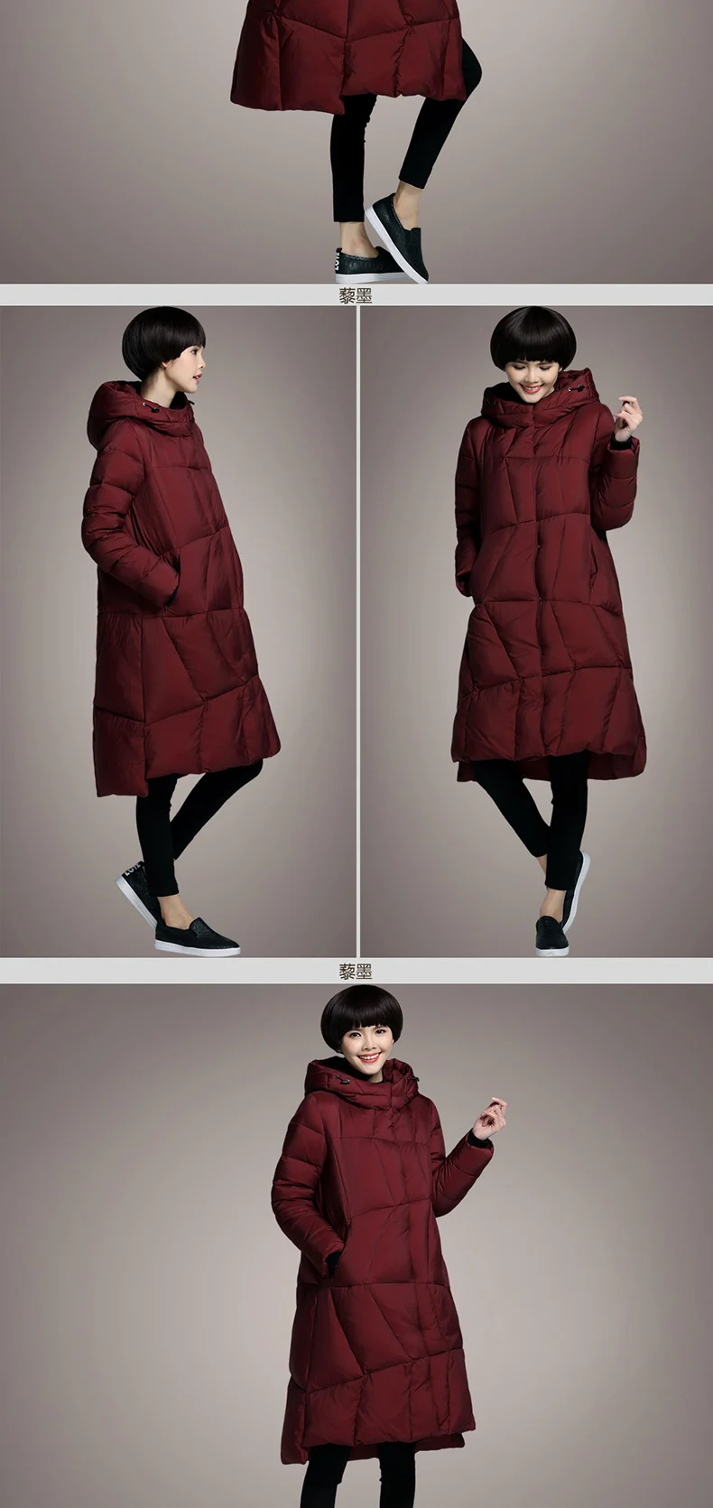 black down jacket Plus Size 5XL Women's Winter Parkas Long Duck Down Thick Jackets Hood Fashion Red Wine Color 2019 Loose Female Outerwear Coats puffy coats