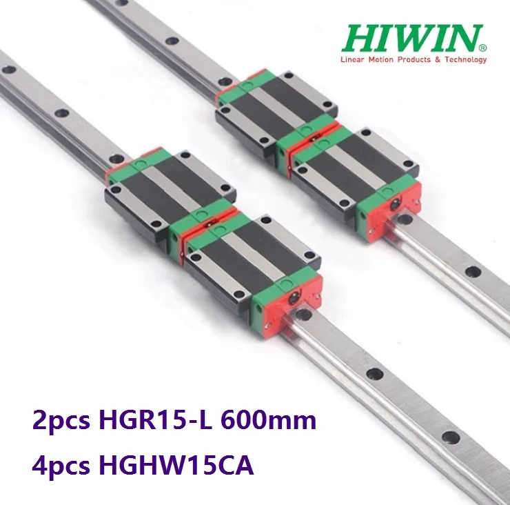 2 шт. origial Hiwin рельса HGR15 -L 600 мм + 4 HGW15CA HGW15CC фланец блоки каретки для фрезерный