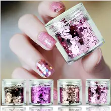 4 коробки 4x10 мл дизайн ногтей Валентина Свадебный Блестящий смешивание голографическая массивная тонкая смесь Шестигранная форма дизайн ногтей Порошковые блестки, PLZ