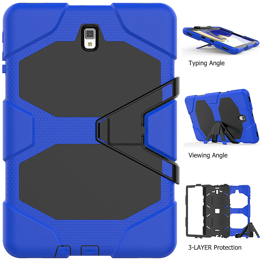 

Silicone Hard PC Shockproof Case for Samsung Galaxy Tab S4 10.5'' SM-T835 T830 Tab S4 T835 Amor Heavy Duty Stand Tablet Cover