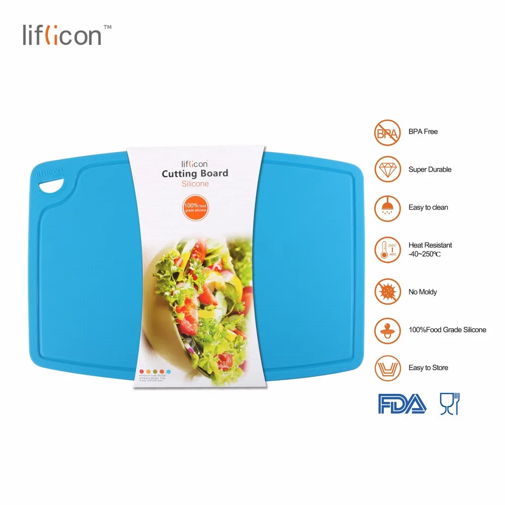 

Liflicon Kitchen Silicone Large Cutting Board Meat & Veggie Durable Chopping Blocks Anti-Bacteria Healthy Cutting Blocks