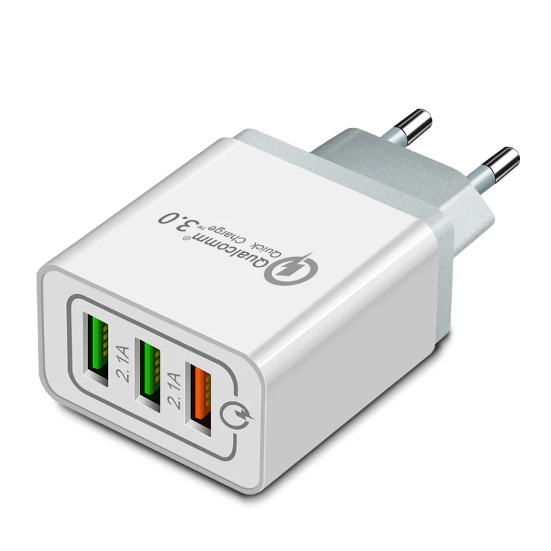 ROCK Quick Charge 3.0 Phone Charger 3 USB QC 3.0 Fast Charging Travel Wall Charger For Samsung Xiaomi EU Plug ROCK Quick Charge 3.0 Phone Charger 3 USB QC 3.0 Fast Charging Travel Wall Charger For Samsung Xiaomi EU Plug