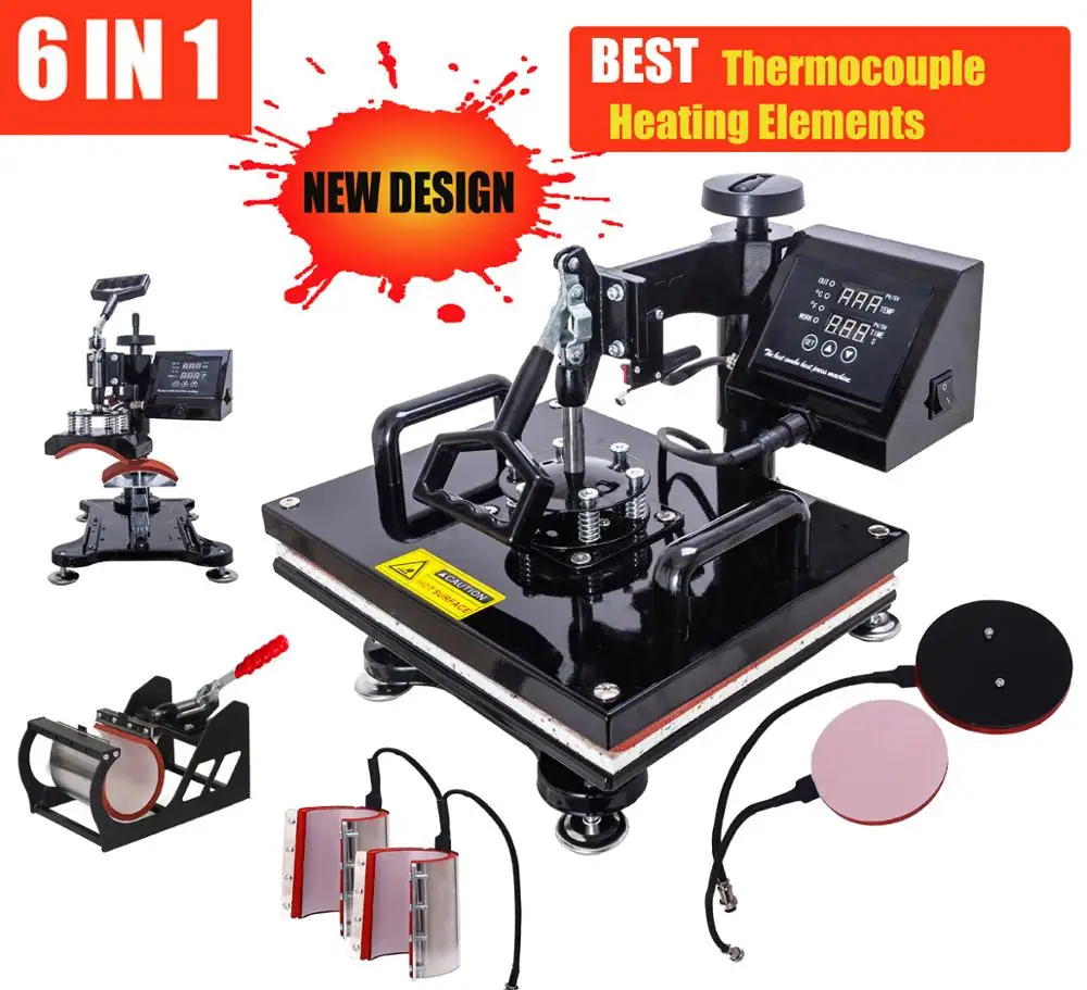 

Advanced New Design 6 In 1 Combo Heat Press Machine,Sublimation/Heat Press,Heat Transfer Machine For Mug/Cap/T shirt/Phone cases