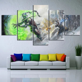 

5 Piece Digital Art Canvas Paintings OVERWATCH Genji and Shimada Hanzo Video Game Poster Artwork Canvas Paintings Wall Art