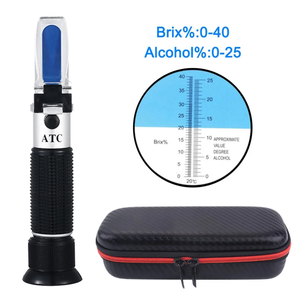 Cena Yieryi 0 ~ 40% Brix 0 ~ 25% alkohol brzeczki precyzyjny refraktometr piwo sok owocowy wino miernik testowy cukru z czarna torba