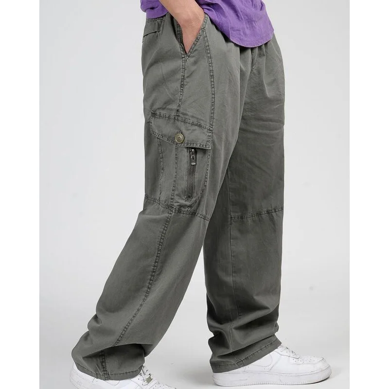 

Men's Pants Loose Casual Baggy Pants Pocket Pants Elastic Waist Man wear Bottom