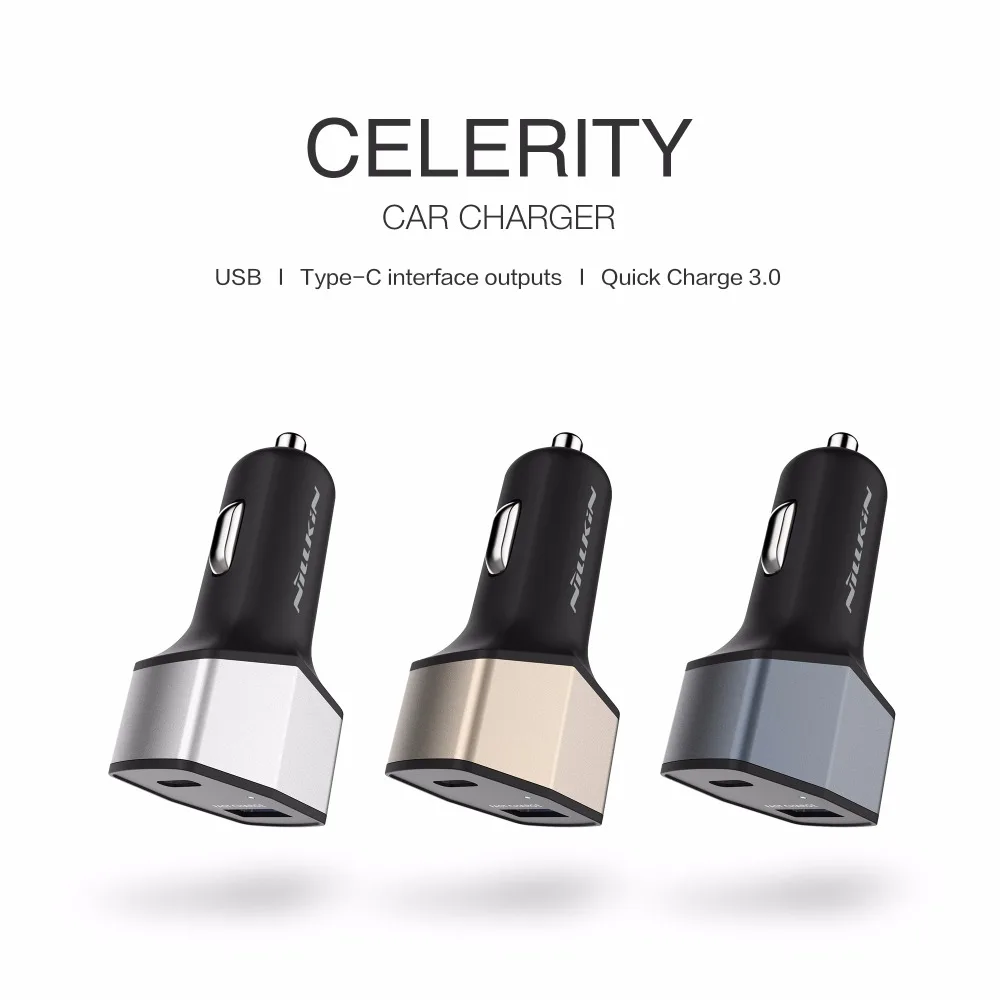 

NILLKIN Celerity Car Charger USB+Type C 2 ports Quick Charge 3.0 car charger Fast Car Charger with FCC CE RoHS PSE certification