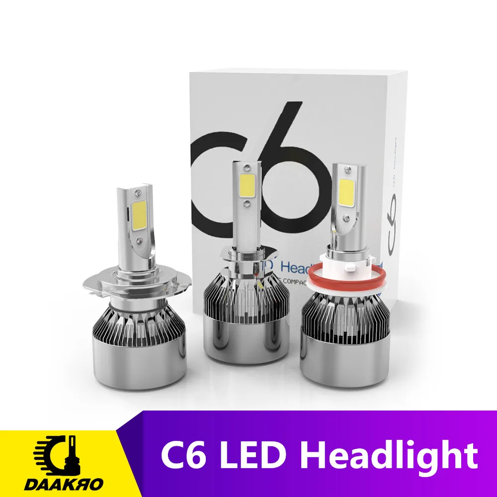2 шт./лот C6 светодиодная Автомобильная фара H7 led H4 Лампа H1 H11 HB3 9005 HB4 9006 72 Вт 4000lm 8000lm