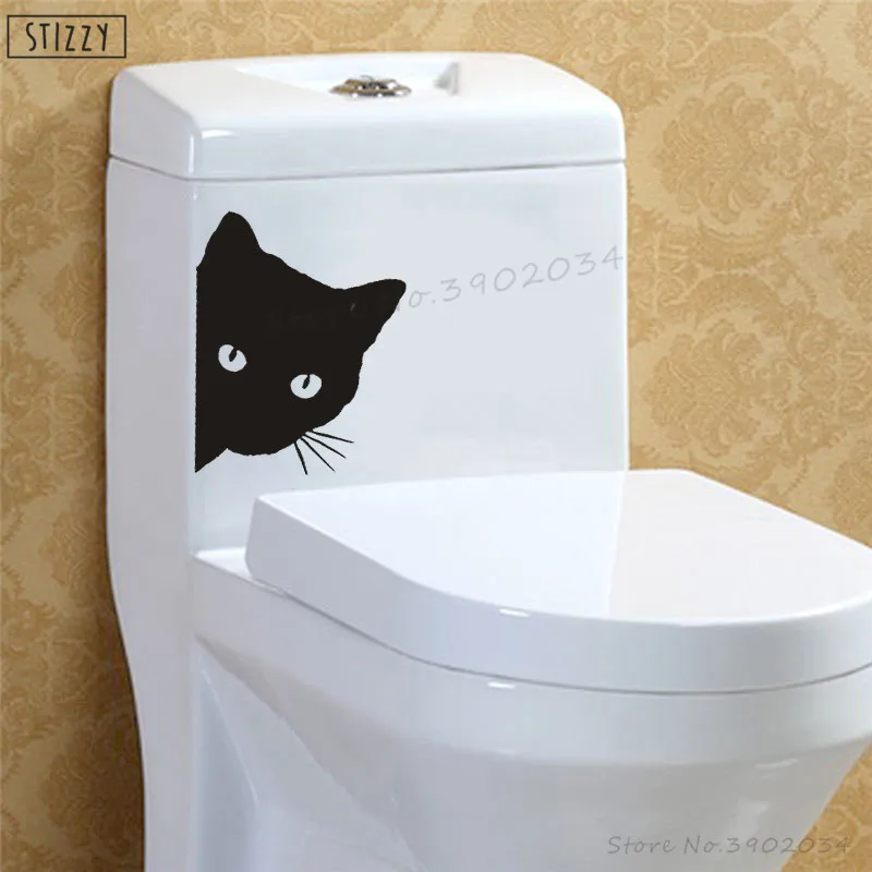 STIZZY Wall Decal Cat Toilet Seat Cover Sticker Vinyl Art Mural Animal Switch Panel Decals Home Decoration Removable Decor B118 | Дом и сад