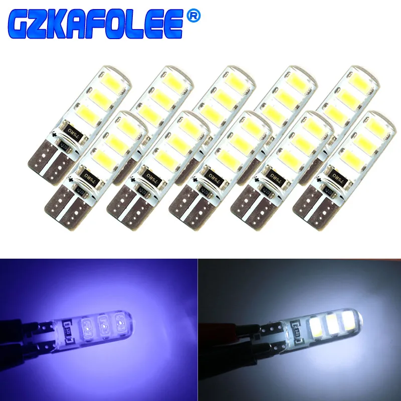 

Gzkafolee Car Lights w5w t10 led 10pcs Signal Lamp t10 w5w Turn Signal 5630 SMD Clearance Lights White Blue