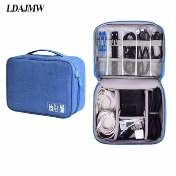 

LDAJMW Waterproof iPad Organizer USB Data Cable Earphone Wire Pen Power Bank Travel Storage Bag Kit Case Digital Gadget Devices