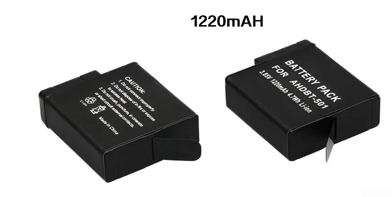 

2Pcs 1220mAh Gopro5 battery Gopro hero 5 Rechargeable Replacement batteries for Go Pro 5 gopro hero 5 camera AHDBT 501 AHDBT-501