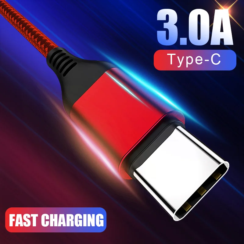 3A USB نوع C كابل USB-C الهاتف المحمول سريع شحن USB كابل الشاحن لسامسونج غالاكسي S9 هواوي زميله 20 Xiaomi USB نوع-C