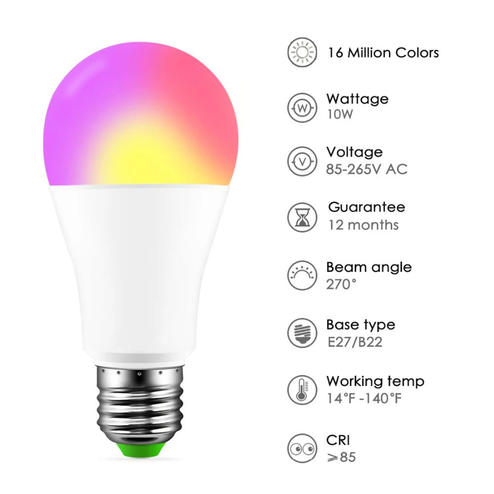 Новая беспроводная Bluetooth 4,0 умная лампа Домашний Светильник ing лампа 10 Вт E27 Magic RGB+ W Светодиодный светильник с регулируемой яркостью для IOS/Android