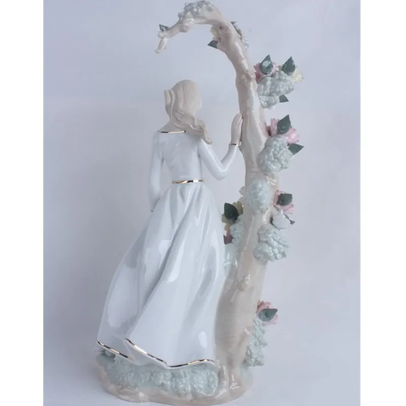 Старинный фарфор цветок сбор девушка миниатюрная статуя ручной работы керамика Belle украшение фигурки подарок украшение R2185