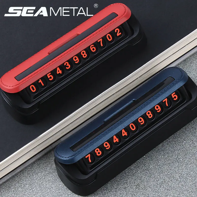 

Car Parking Number Plate Card Leather Stick Phone Number Hidden Universal Car Accessories Mobile Auto Temporary Switch Interior