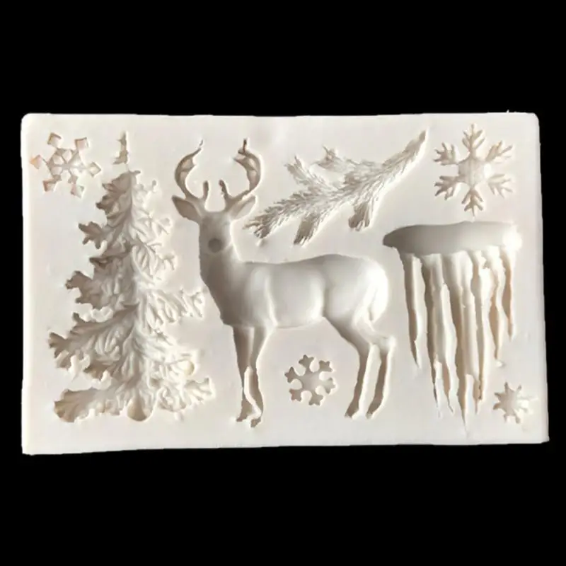 Рождественская елка олень формы силиконовые формы украшения торта фондант печенье инструменты 3D дорожная доска силик