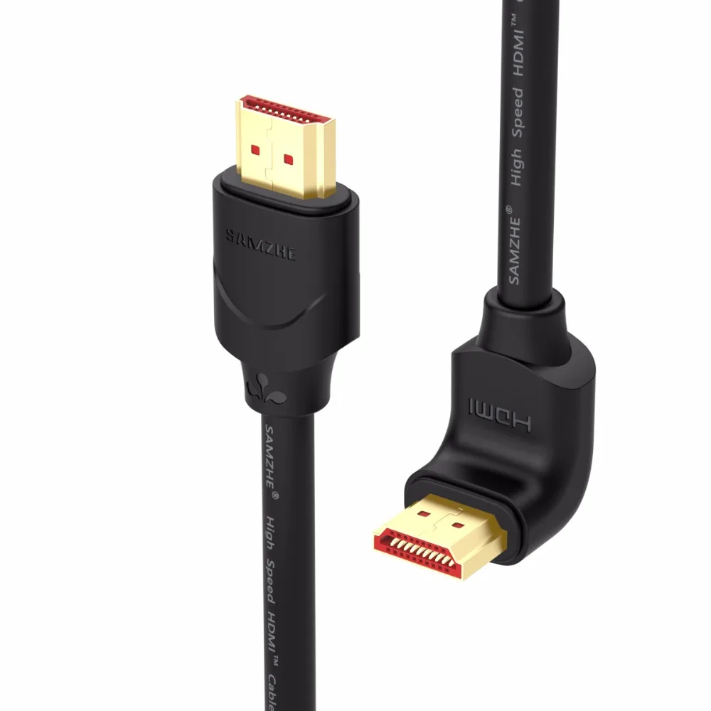 SAMZHE 90 درجة زاوية HDMI 2.0 كابل HDMI إلى HDMI فيديو كابو 4 K * 2 K 60 hz 3D 1 M 1.5 M 2 M 3 M 5 M ل HD التلفزيون PS4 العارض الكمبيوتر