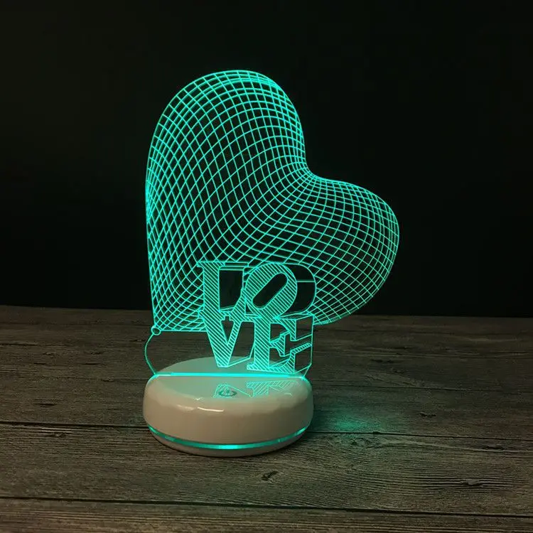 Новинка Сердце 3D ночник Luminaria LED романтическое освещение домашний декор