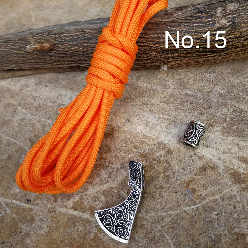 Norse Viking Runes Beads Pendant Paracord Diy Set Braided Bracelet Men Bracelets Thor Hammer Rope Bangles for Men Jewelry Gifts (15)