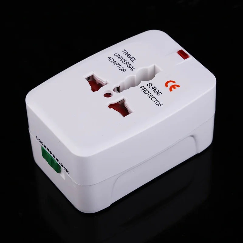 

New Arrivals Portable International Travel Adapter Converter US to EU Plug Built-in Surge Protector Outdoor Traveling Equipment