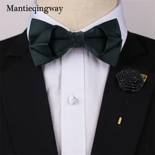 Mantieqingway однотонный галстук-бабочка+ брошь Набор для мужских костюмов деловой галстук-бабочка из полиэстера нагрудные булавки для свадьбы галстук