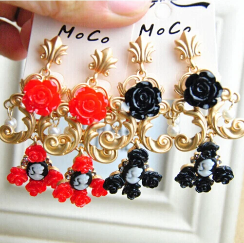 

D@ G Baroque style Summer personality Flower Queen drop earrings vintage dangle earrings for women new fashion jewelry