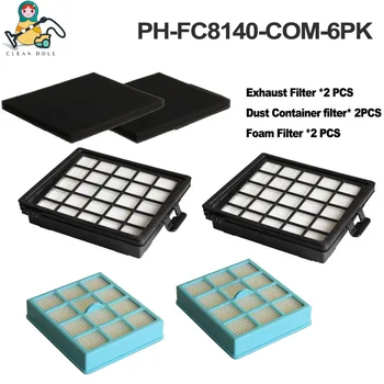 

CLEAN DOLL 6-Pack Replacement 2 Pre filter 2 Post filters 2 foams for Philips FC8146 FC8148 FC8140 FC8144 FC8142 FC8147 parts