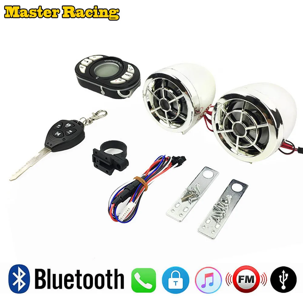 

Motorcycle Bluetooth MP3 Music Player Speakers FM Radio Moto Scooter Security Anti-theft Alarm USB Playing Phone Call Cut off