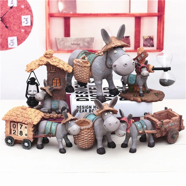 Buy Little Lovely Donkey Figurine Cute Home Decor Figurines Artwares Made With