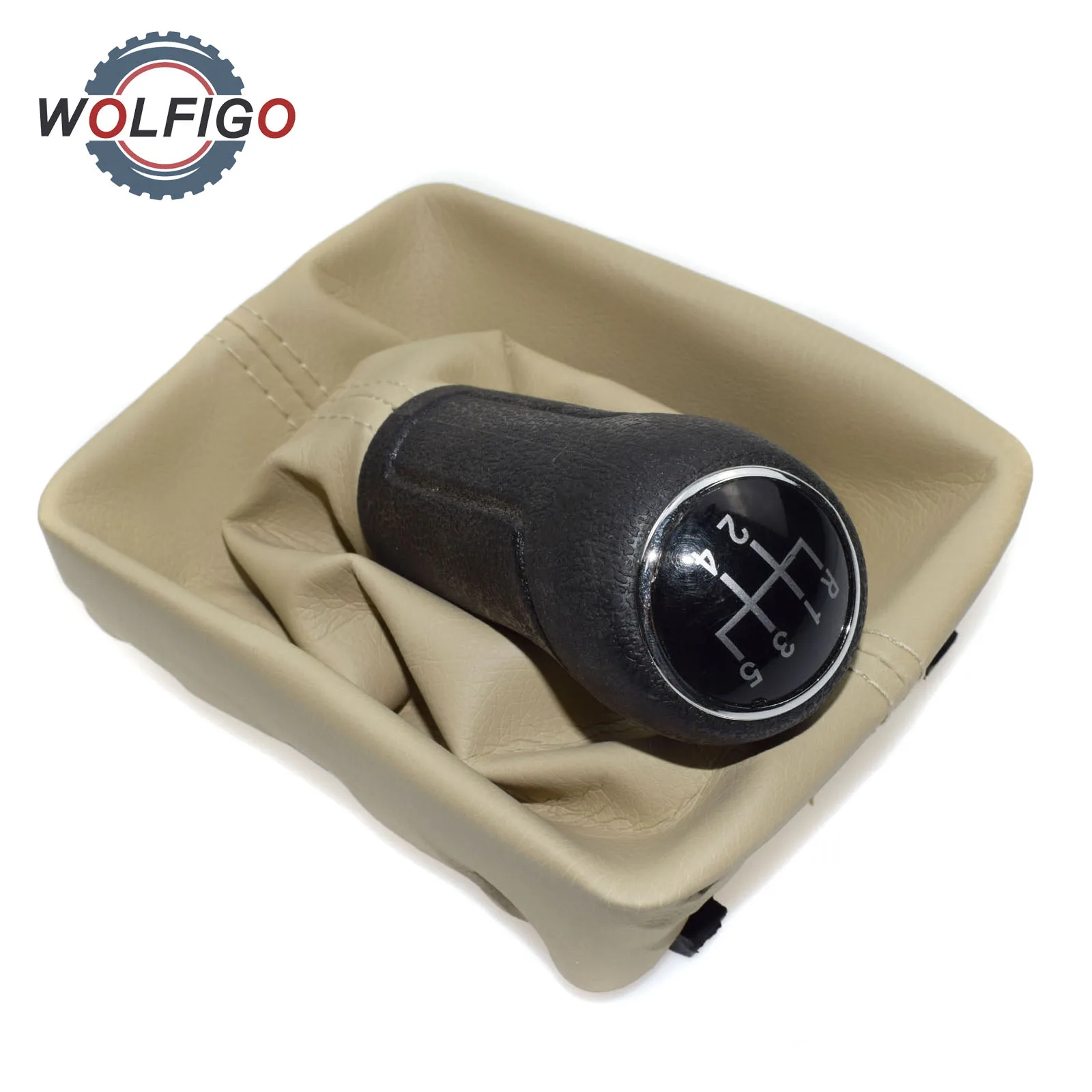 

WOLFIGO 5-Speed Gear Shift Knob Gaitor Boot Beige For VW Volkswagen Polo 9N 9N3 2002 2003 2004 2005 2006 2007 2008 2009