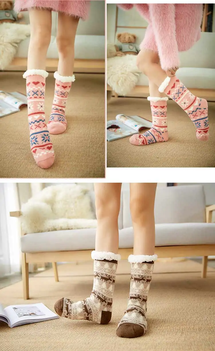 Утепленные двойные флисовые Носки рождественские женские носки теплые толстые носки 7 цветов осень и зима новое поступление
