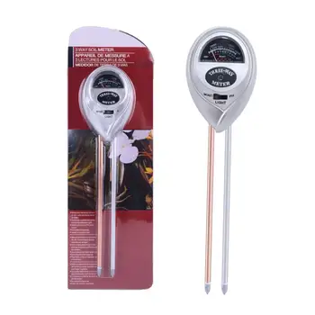 

Soil Tester Three-in-one Round-head Soil Moisture Meter PH Value Tester Soil Thermometer Silver for Garden Lawn Farm