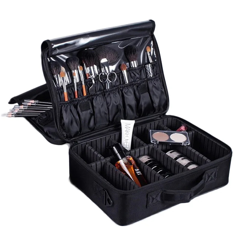 

Professional 3 Layer Make up Box Large Beauty Case Makeup Pouch Cosmetic Bag Handbag Fashion Travel Organizer maleta maquillaje