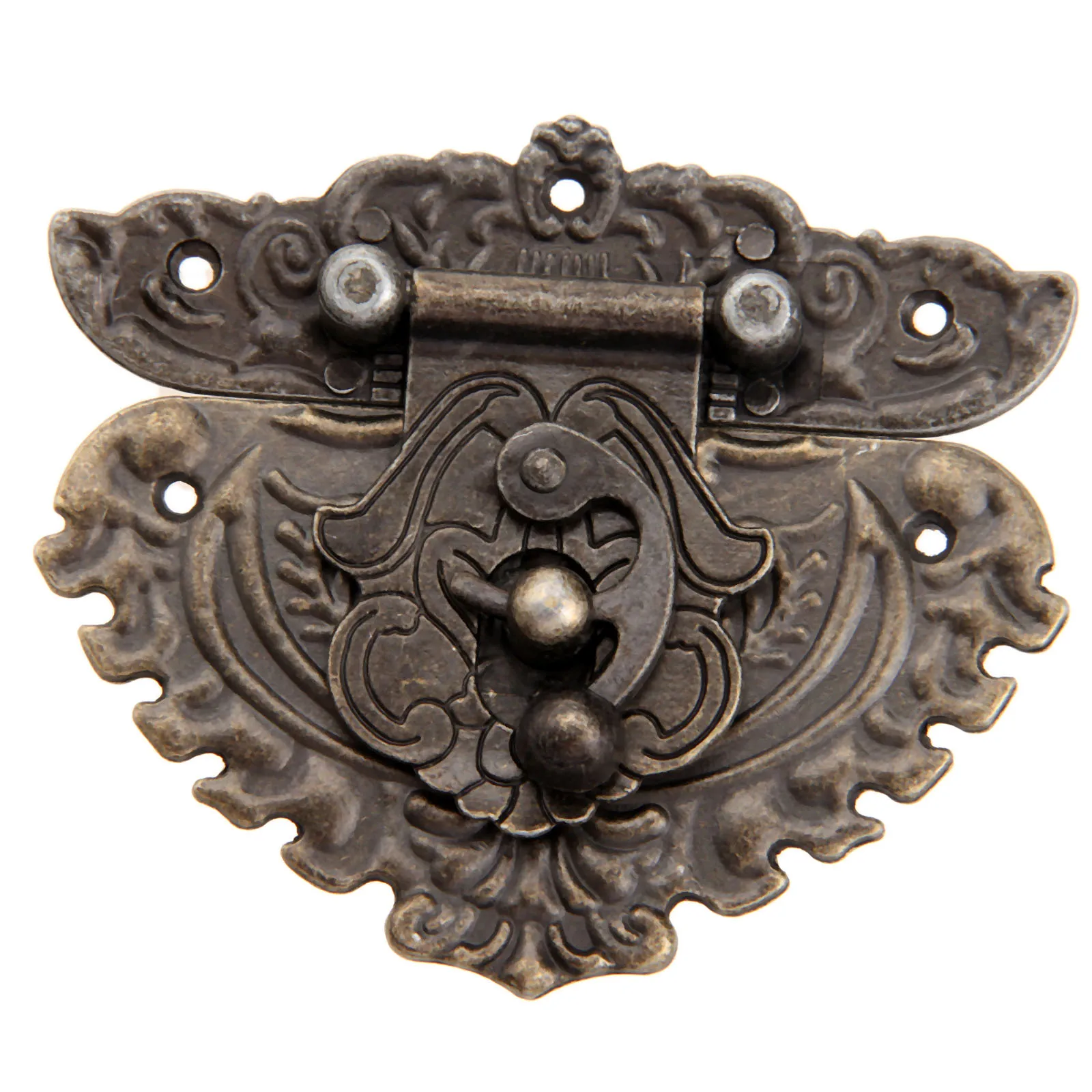 86x75mm Antique Bronze Iron Latch Decorative Jewelry Gift Wine Wooden Box Suitcase Case Hasp Latch Hook Screws 1Pc