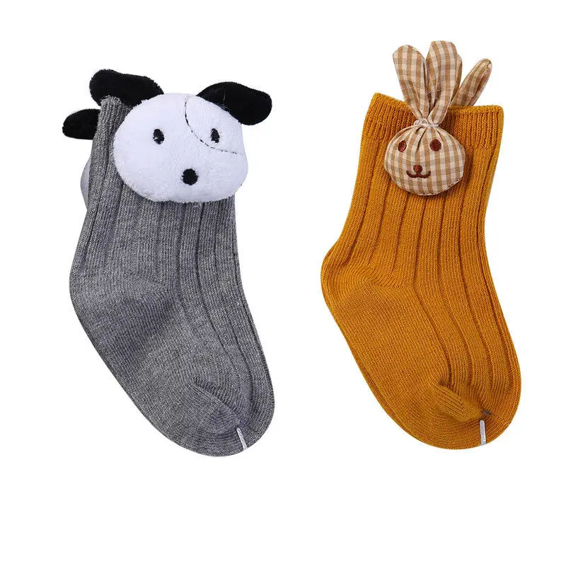 2 пары, милые для мальчиков и девочек носки для новорожденных из хлопка, Детские Зимние теплые мягкие носки - Цвет: B