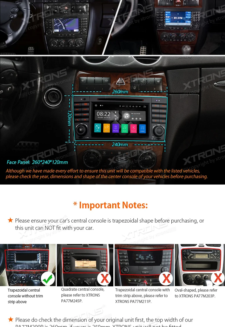 Flash Deal XTRONS 2 Din 7" HD Android 7.1 Radio GPS HDMI Car DVD Player for Mercedes Benz W209 W203 C180 C200 C220 C230 C240 C250 C270 W463 2