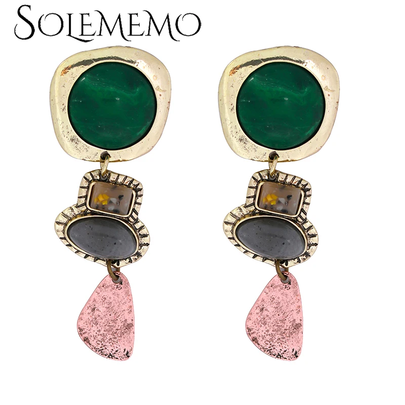 Женские Висячие серьги Solememo богемные из смолы и камня с блестками свадебные