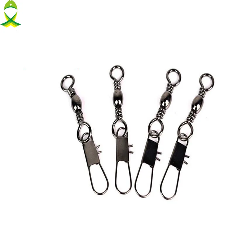 JSM 50pcs/lot Barrel Fishing Swivel With Interlock Snap Sea Fishing Swivels  tackle Rings fishing hook Connector Size 4#-9# - AliExpress