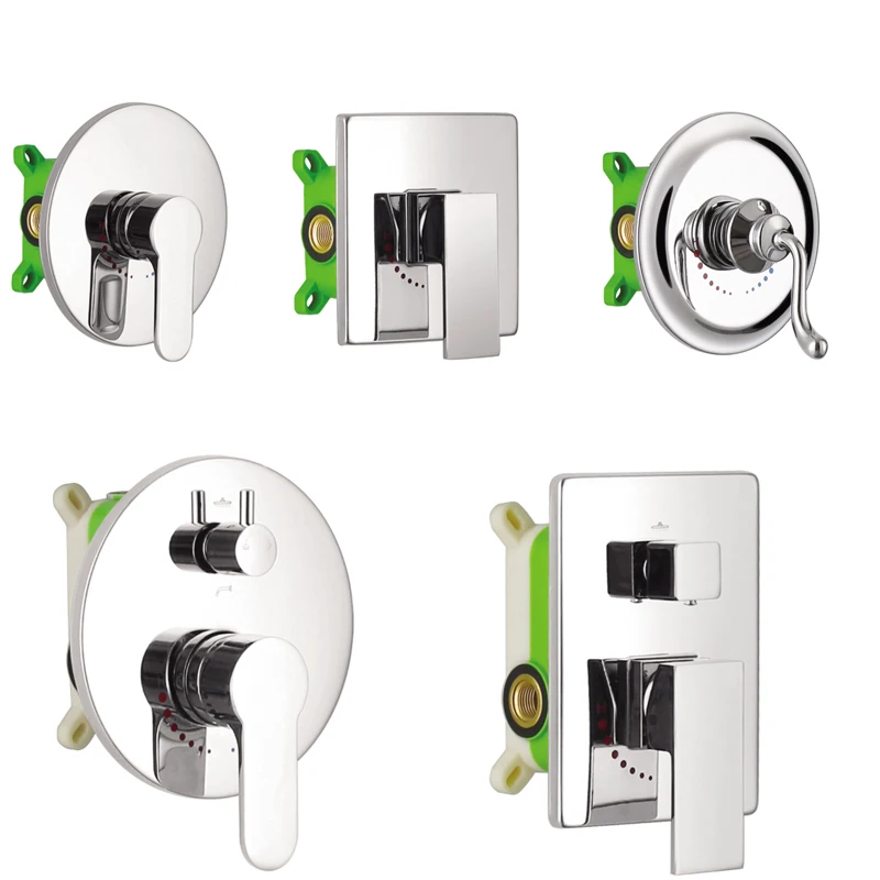 

Wall Mounted Bathroom Shower Faucet Brass Shower Controller Hot and Cold Mixer Shower Valve 2 Functions Faucets Embedded Box