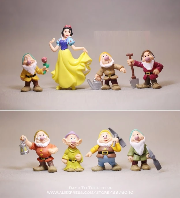 Экшн-фигурка Disney 8 шт./компл. Белоснежка и семь карликов аниме мини-фигурка из ПВХ