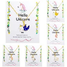 Ожерелье с единорогами, кулон в виде карты, Wihoo, лошадь, женский кулон, для детей, девочек, милое модное ювелирное изделие, подарок, Детские вечерние эмалированные золотые