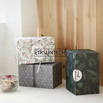 

200pcs Plaid Kraft Paper Box DIY Wedding Party Favor Gift Candy Box Small Cake Chocolate Packaging Box 15x10x9cm