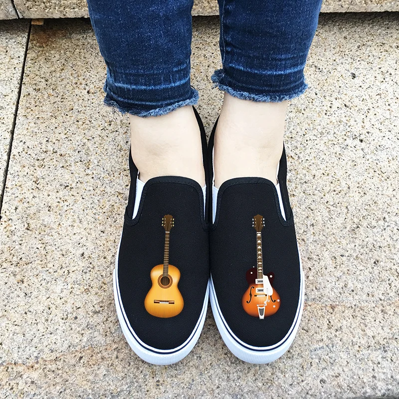 Вэнь мужские низкие ленивые слипоны обувь музыкальный инструмент гитара дизайн женские парусиновые кроссовки на платформе педали плимсоллы