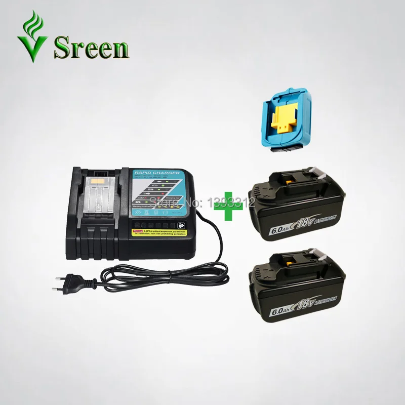 

2PCS Li-Ion 6000mAh BL1860 Rechargeable Battery Replacement for Makita 18V BL1830 BL1840 USB Charger Power Tool Battery Adapter