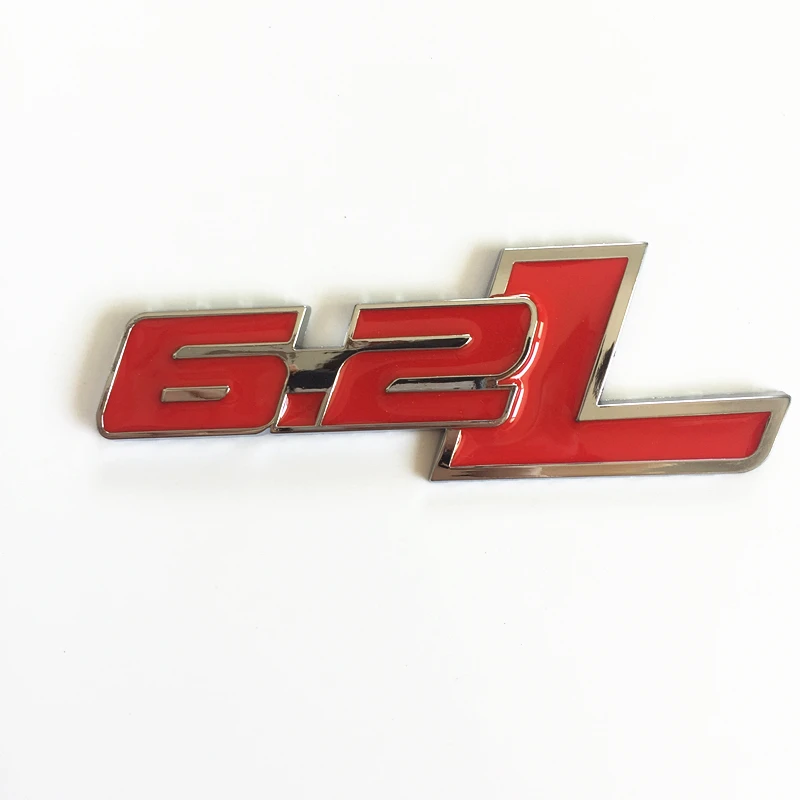 New Metal Chrome Red 6.2L Car Side Fender Trunk Emblem Badge Decal Sticker