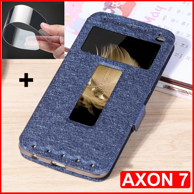 Чехол для Zte Axon 7 силиконовая + кожаная задняя крышка чехол Axon7 A2017 с откидной