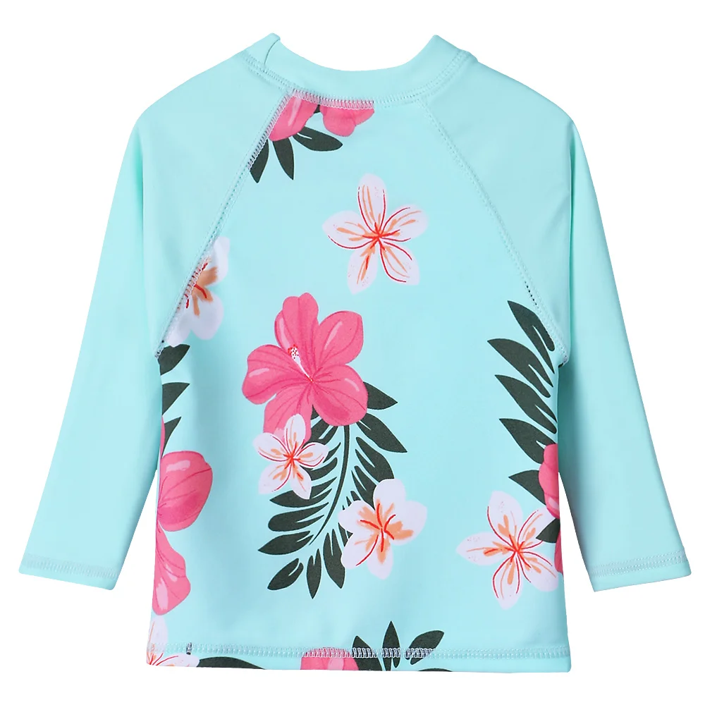 Tanie BAOHULU Floral Baby Girl stroje kąpielowe z długim rękawem dla niemowląt strój kąpielowy Cyan UPF50 + strój kąpielowy dla małe dziewczynki nastolatki strój kąpielowy dziecięcy