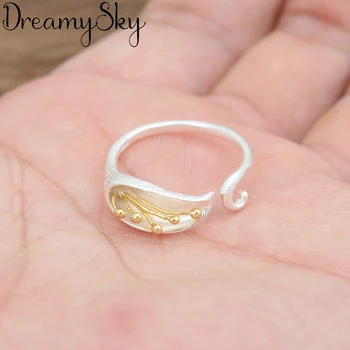 

New Trendy Bridal Jewelry 925 Sterling Silver Flower Rings For Women Girls Gift Bohemian Vintage Large Engagement Ring Anillos